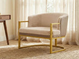 Modern Accent Chair Cozy Armchair Upholstered Reading Chair with Gold Metal Frame Living Room, N763P360688D