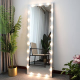 Hollywood Full Length Mirror with Lights Full Body Vanity Mirror with 3 Color Modes Lighted Standing W70832319