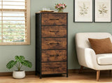 Vertical Fabric Storage Dresser, Tall Narrow Storage Tower with Large Capacity Drawers, Sturdy Metal 02753174