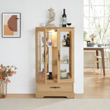 Glass Cabinet Lighted Glass Cabinet Curio Display Cabinet with Adjustable Glass Shelves 2 Doors and W2275P178890