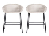 Ladd Outdoor Metal Wicker Barstool, Light Gray Faux Wicker, Set of 2 N775P277558G