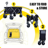 Collapsible Folding Wagon 300L,49" Extra Long Collapsible Wagon with Tailgate, All-Terrain 7"x 4" W321P269236