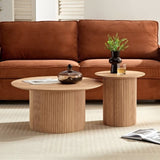 17.71 inch Round Fluted Side Table Circle Small Accent Table for Living Room Mid Century Circle W876P198964