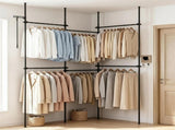 No Drill Floor to Ceiling Tension Clothes Rack, Heavy Duty Carbon Steel Garment Organizer with 4 41293919
