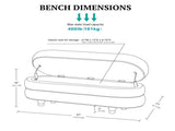 One Size Oval Channel Storage Bench with Wooden Ball Feet, Cream B035P600797