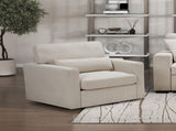 1pc Swivel Chair Plush Cushioned Seat Beige Boucle Upholstery Ergonomic Design Solid Wood Modern B011P304429