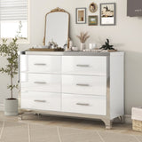 Elegant High Gloss Dresser with Metal Handle,Mirrored Storage Cabinet with 6 Drawers for N733P205355K