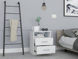 Napoles Nightstand , End Table, Side Table Superior Top, Two Drawers, One Shelf -White B07091968