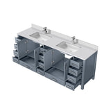 Dark Grey Double Bath Vanity 84 in. W x 22 in. D, Cultured Marble Top, and Faucet Set B2731P259155
