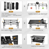 Folding Camp Table with Large Storage and Carrying Bags, for Indoor, Outdoor, Picnic, Party, 37"x 34227674
