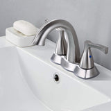2 Handle 4 Inch Centerset Bathroom Sink Faucet with Pop-Up Drain, Brushed Nickel W122460799