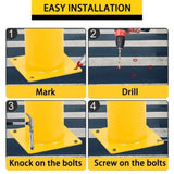 ZNTS Safety Bollard Post, 52 Inch Height Steel Bollards, 4.5 Inch Diameter Parking Bollard, Yellow Powder 91502992