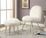 ZNTS Contemporary Glam White Gold Fabric Faux Fur 1pc Accent Chair Upholstery Living Room Chair B011P184980