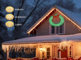 48in Pre-Lit Outdoor Christmas Wreath Decoration, LED Metal Holiday Decor for Home Exterior, Garden 95609910