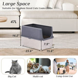 ZNTS XXL Stainless Steel Cat Litter Box with Lid, Extra Large Litter Pan with High Sides, Easy Cleaning, 13774354