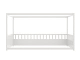 Twin Size Canopy Bed Frame with Guardrails for Kids,Floor Bed Twin with Four Poster Design,Kids W1858P252838
