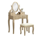 Ashley Wood Make-Up Vanity Table and Stool Set, Ashley Wood Makeup Vanity Table and Stool Set, Gold T2574P265586