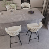 26" Bar Chair Suede Woven Bar Stool Set of 4,Black legs Barstools No Adjustable Kitchen Island 56031493