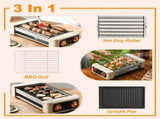 3-in-1 Electric Sausage Griller, Hot Dog Roller with BBQ Grill & Flat Griddle, 3 Temperature Levels 51215155
