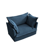Slip-covered Armchair with 1 Big Back Cushion and 2 Big Toss Pillows, Single Deep Seat Comfy Single W3041P240124