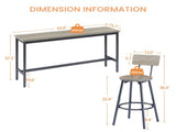 Long Bar Table Set with 3 PU Upholstered Bar Stools, Industrial Bar Table and Chairs for Kitchen 45344353