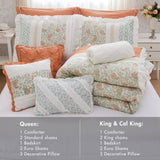 9 Piece Cotton Percale Comforter Set Coral Queen B03596894