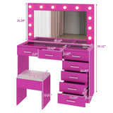 Vanity Desk Set with Large Lighted Mirror and Powre Outlet, Glass Top Makeup with 7 Drawers, 99371963