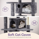 ZNTS 53 inch Multi-Level Cat Tree Cat Condo with Scratching Posts Kittens Activity Tower Pet Play House 17460876