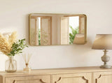 Anti-Fog Bathroom Wall Mirror 24" x 32" Shatterproof Mirror with Rectangular Metal Frame, Gold 19918576