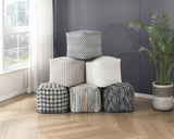Modern Square Pouf Jacquard Fabric Upholstery Ottoman, Footstool, Non-Slip Floor Pouf, Bean Bag B011P251652
