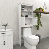 ZNTS Over The Toilet Rack 2 -Tier Toilet Bathroom Spacesaver Storage Shelf with 2 Doors Wood Storage 95065143