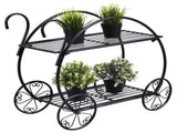 Paint With Handle Cart Shape 2 Layer Plant Stand Black 98903274