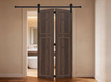 18 series 64in.X78 in. 3/4 inch thickness 2-Panel Walnut Color Finished MDF Bi-fold with Barn T3910P496212