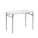 40"L x 20"W Plastic Adjustable Height Fold-in-Half Folding Table, White 68507853