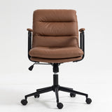 ZNTS Office Chair,Mid Back Home Office Desk Task Chair with Wheels and Arms Ergonomic PU Leather Computer W1143133926