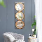 3 Mirror Piece Wall Mirror in Gold Rectangular Frame, Home Wall Decor for Bedroom Living Room, W2078124321