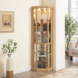 Lighted Corner Curio Cabinet - Elegant Glass Display Case Living Room & Bar Storage - Perfect W1758P294616