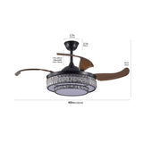 ZNTS Contemporary LED Retractable Ceiling Fan with Light and Remote Control, Quiet Reversible Motor,4 W1340P184909