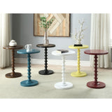 Teal Round Wooden Side Table B062P185709
