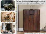 10-Gallon Woodgrain Tilt-Out Trash Can Cabinet Wooden Garbage Recycling Cabinet with Wave-Textured 46943397