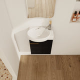 Soft Close Doors Bathroom Vanity With Sink,16 Inch For Small Bathroom W999140772