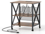 Record Player Stand with Charging Station, 3-Tier Adjustable Shelf Rolling Turntable Stand 18451643