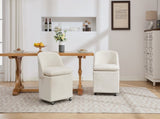 058-Set of 2 Chenille Fabric Dining Chairs With Universal Wheels,Beige W527P242552
