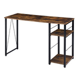 ZNTS Weathered Oak and Black 2-Shelf Rectangular Writing Desk B062P184541