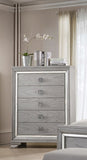 ZNTS Contemporary 1pc Light Gray Brown Finish 5 Storage Drawer Chest Mirrored Accents Beautiful Solid B011P215612