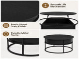 Lift-Top Coffee Table Round Center Table with Hidden Compartment Storage Shelf for Living Room, 55464142