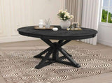 Retro Functional Extendable Dining Table with a 12" Leaf for Dining Room and Living Room 81642106