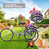 ZNTS Adult Tricycle Trikes,3-Wheel Bikes,24 Inch Wheels Cruiser Bicycles with Large Shopping Basket for W101952728