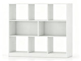 8-Cube Storage Bookcase, 3-Tier Modern Freestanding Bookshelf with 6 Open & 2 Closed Compartments, 53403290