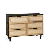 ZNTS 6 drawers Rattan dresser Rattan Drawer, Bedroom,Living Room W75763041